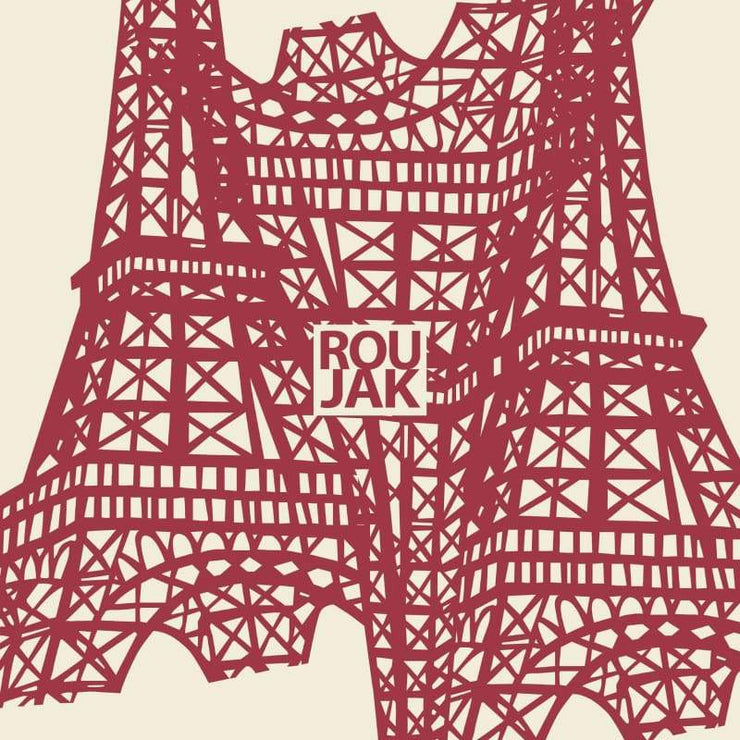 Le Scarf Eiffel Fraise 70 cm, Carré 70, Roujak Paris, Roujak